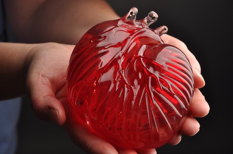 red heart made of glass