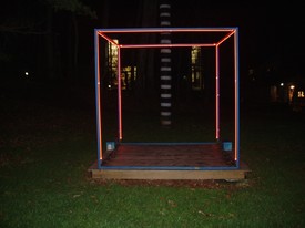 The Penland Cube - It is a blue cube during the day and a red cube at night. Made for the Penland School